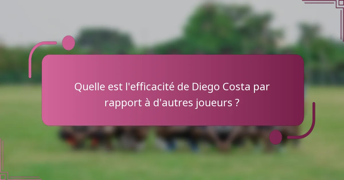 Quelle est l'efficacité de Diego Costa par rapport à d'autres joueurs ?